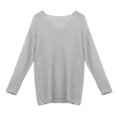 thumbnail image 4 of Hauts de Mode pour Femmes Mode pour Femmes Col en V Ample Chandail Uni Manches Longues Hauts, 4 of 8