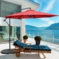 thumbnail image 3 of Costway Parasol Déporté de Patio 10 Pi avec 8 Baleines, Base en Croix, Inclinable, Bordeaux, 3 of 10