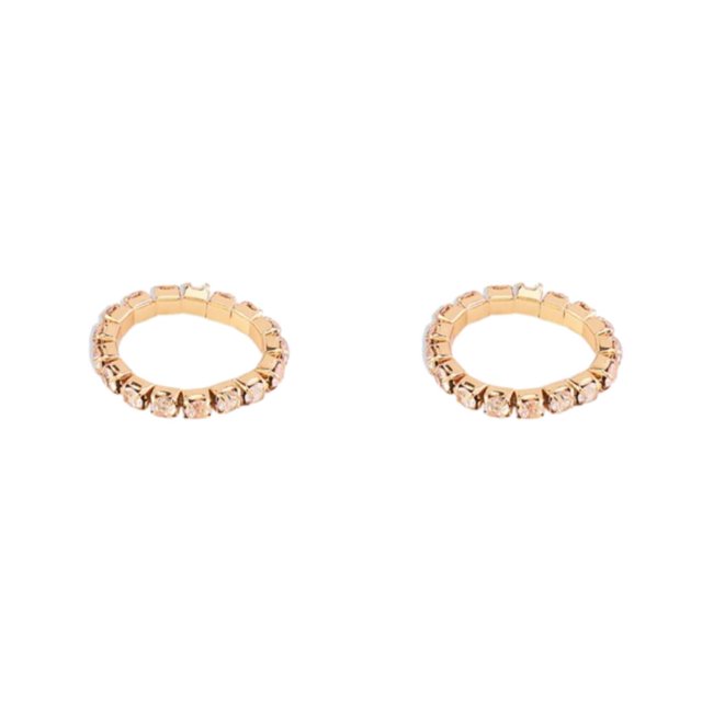 Maytalsory Bague en Cristal Extensible de Luxe Unique pour Déclaration d'Amour Bague Incrustée à la Mode Dorée 1 Rangée 2Ensemble