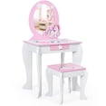 thumbnail image 1 of Costway Vanity Makeup Dressing Table Chair Set Wooden W/ Mirror Drawer, 1 of 10