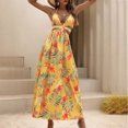 thumbnail image 1 of HKEJIAOI Robe Florale pour Femmes Offres Liquidation Robes Décontractées Boho Plage Camisole Sans Manches Col en V Dos Nu Élastique Longue Robe Jaune, 1 of 8