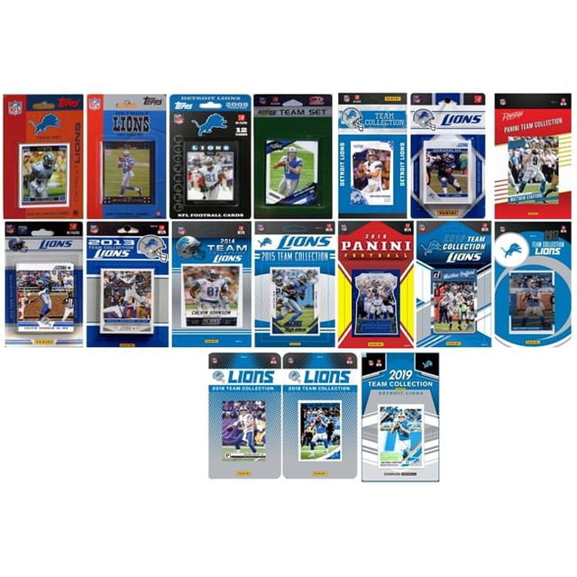 C&I Collectables LIONS1719TS NFL Detroit Lions 17 Different Licensed Trading Card Team Set