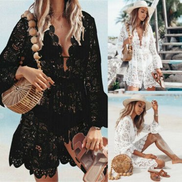 Maillot de Bain en Dentelle Crochetée pour Femmes, Robe de Plage