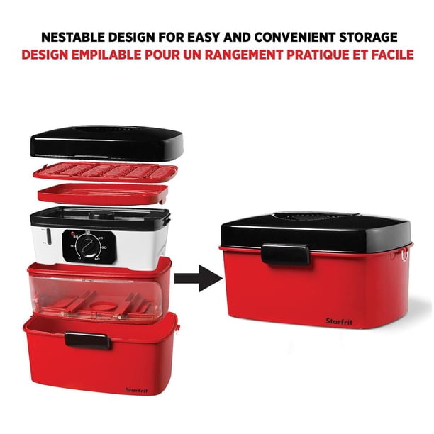 Starfrit Electric Hot Dog Steamer, Red, 12 Hot Dogs, 800 W, 60