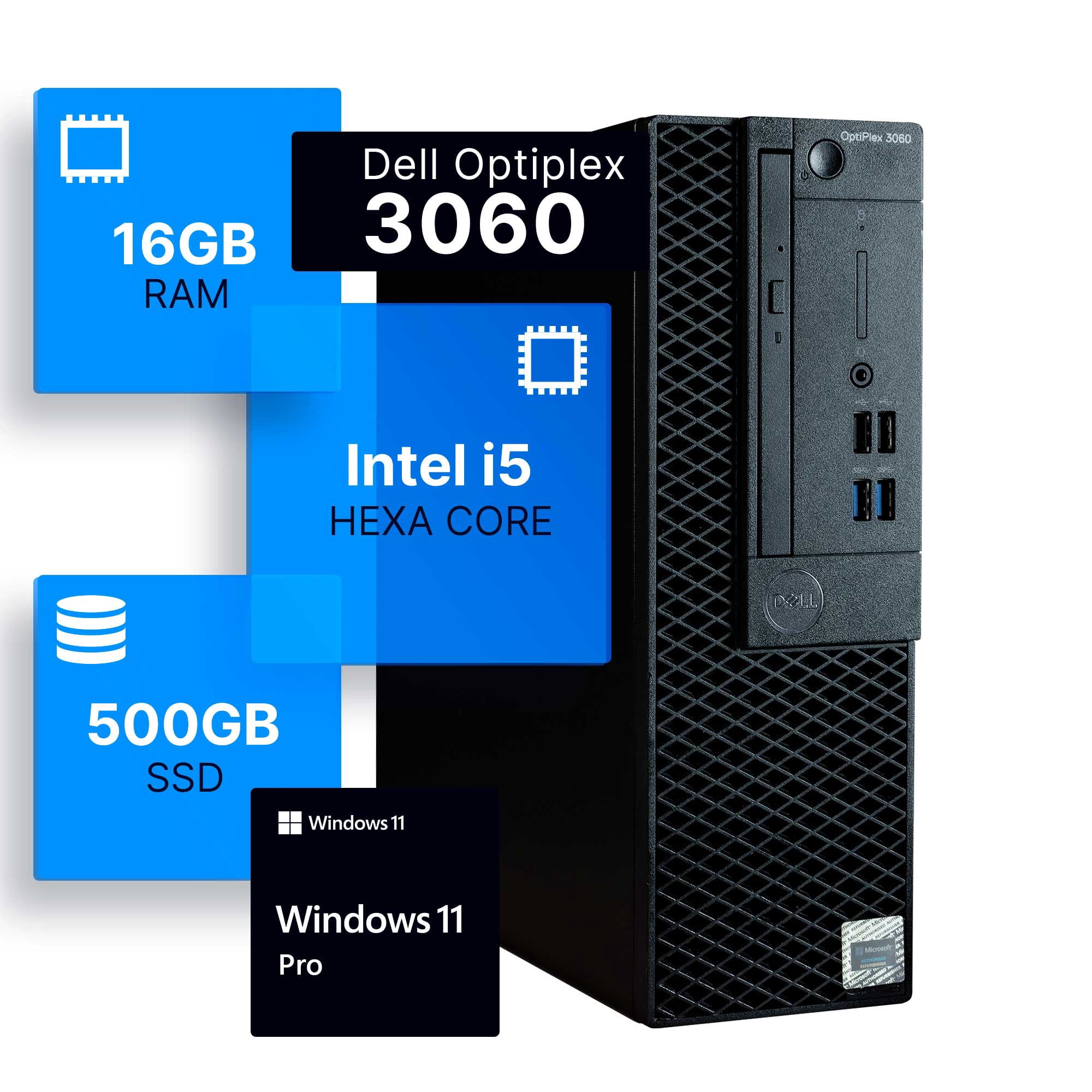 Dell Optiplex 3060 Desktop Computer | Intel i5-8500 (3.2) | 16GB DDR4 RAM | 500GB SSD Solid State | Windows 11 Professional | Home or Office PC