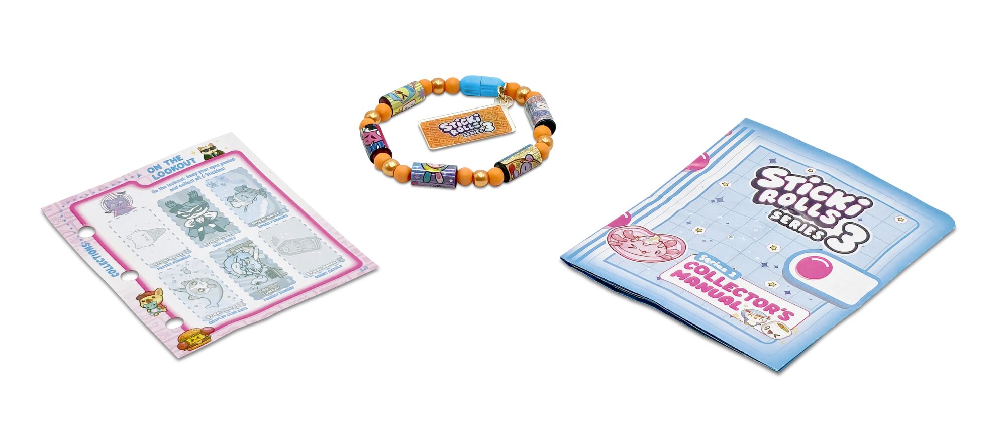 Capsule Mystère Sticki Rolls Série 3 Sticki Bands - Bracelet à Autocollants à Porter avec 50 Autocollants Kawaii, Trouvez le Bracelet en Or Ultra-Rare - Dès 5 ans