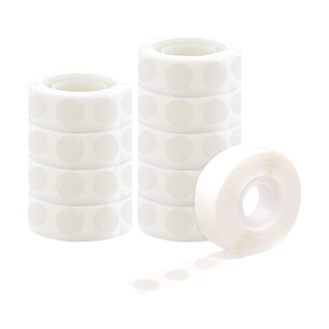 Maplenight 10 Rouleaux Rubans Adhésifs à Pois Double Face - 1000 Points de Colle Amovibles pour Décorations de Fête et Bricolages Blanc