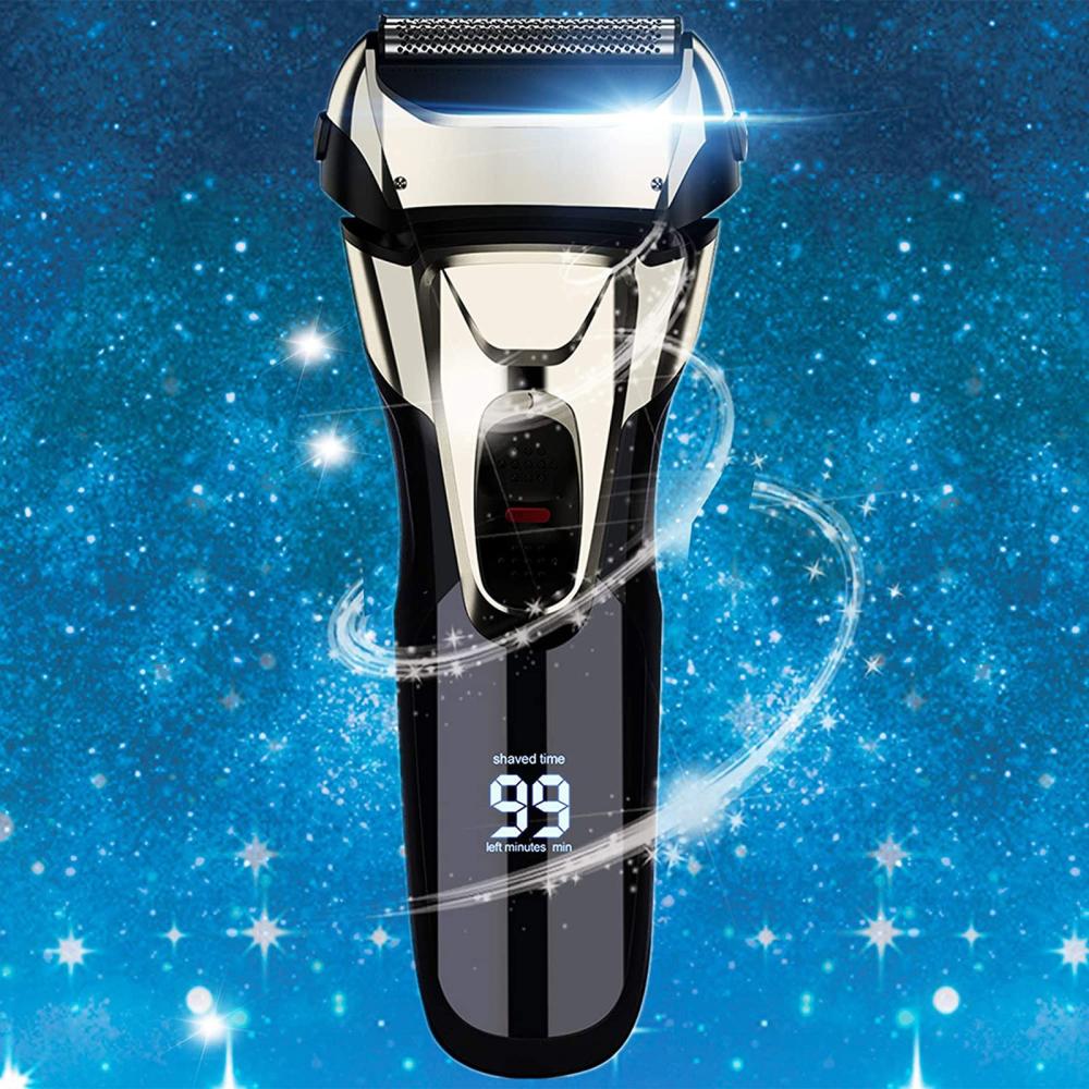 Feltree Men's Electric Shaver Wireless Rechargeable with LED Display Waterproof Facial Shaver with Trimmer for Wet and Dry Use