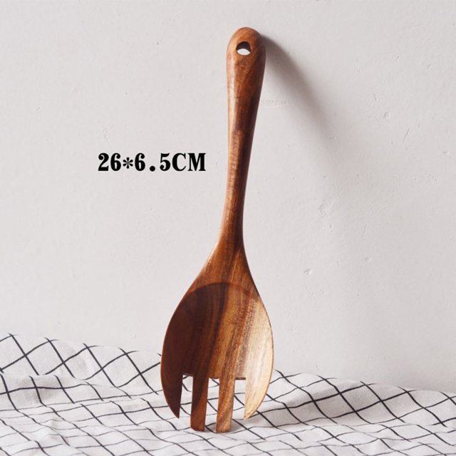 2Pcs/Set Wooden Salad Servers Salad Spoon And Fork Set