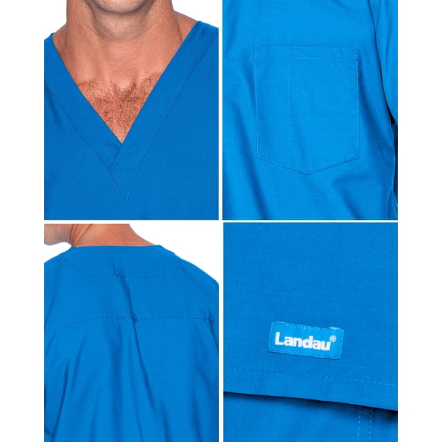 Landau Essentials Haut Médical Col en V : 1 Poche, Réversible, Unisexe, Coupe Classique Décontractée 7502