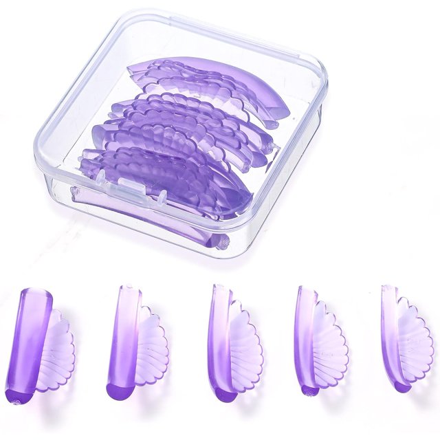 10 Pcs 5 Sizes Lash Lift Pads Self-Adhesive Super Soft Shell Pink Lash Perming Curler Shield Pads Reusable Professional Silicone Eyelash Curlers for All Eye Shapes Lash Lifting (Purple)