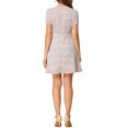 thumbnail image 3 of INSPIRE CHIC Women's Tie V Neck Short Sleeve Ruffle Floral a-Line Dress M White, 3 of 5