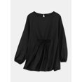 thumbnail image 1 of ZANZEA Chandail à Col Rond à Manches Longues pour Femmes, Haut, Blouse à Laçage avec Garniture Plissée, 1 of 2