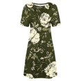 thumbnail image 4 of Ovzne Robes d'Été pour Femmes Robe de Plage Mode pour Femmes Robe à Col Rond à Manches Courtes Imprimée Robe Chandail Robe d'Été à Manches Courtes Liquidation, 4 of 5
