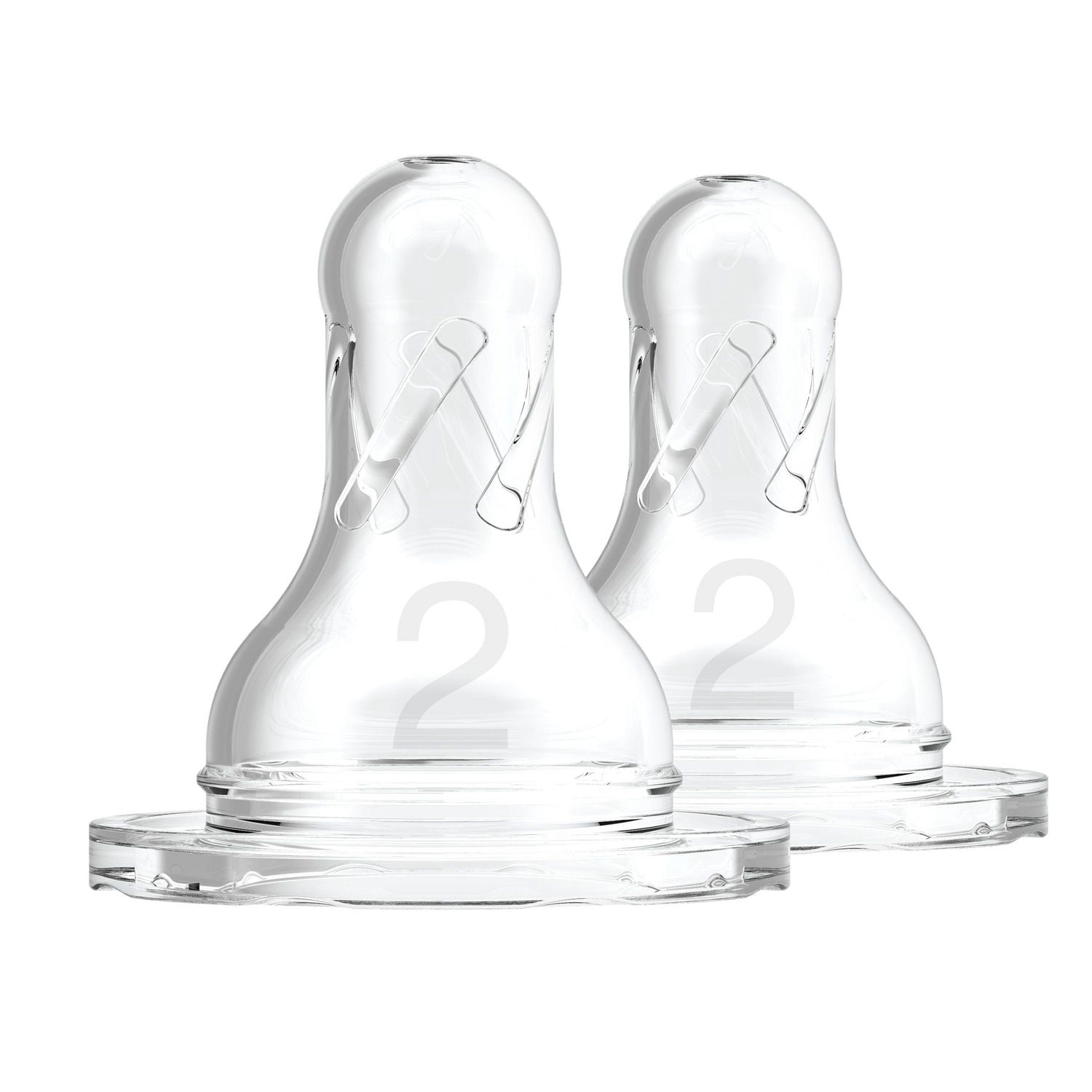 Dr. Brown's Natural Flow Anti-Colic Narrow Baby Bottle Nipple, Level 2 Medium Flow, 3m+, 100% Silicone, 2-Pack