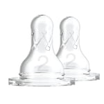 Dr. Brown's Nipple de biberon naturel anti-alcoolique Narrow, niveau 2 Débit moyen, 3m+, 100% Silicone, 2-Pack