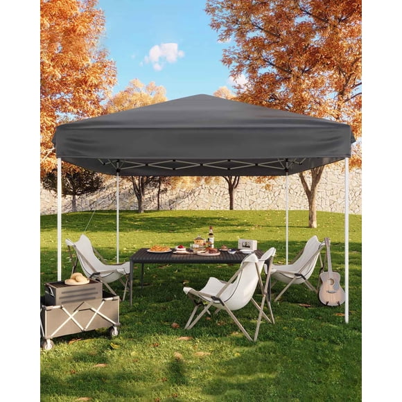 Heavy Duty 10x10 ft Pop Up Canopy Tent – Waterproof Outdoor Shelter – One-Button Push Setup, Adjustable Height – Roller Bag, 4 Weight Bags, Stakes, Guy Ropes – Ideal for Patio, Garden, Camping