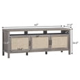 thumbnail image 3 of Giantex Mid-Century TV Stand, Entertainment Center w/3 Rattan Doors & Interior Adjustable Storage Shelves, Grey Oak, 3 of 6