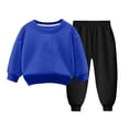 thumbnail image 2 of Pisexur Ensemble 2 Pcs pour Bébé Filles Garçons Automne Hiver Mode Décontractée Polaire Couleur Unie Manches Longues Col Rond Chandails en Molleton et Pantalons Vêtements de Détente Ensemble de Survêtement pour Enfants 3-8 Ans, 2 of 4