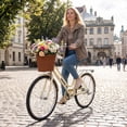 thumbnail image 2 of Gymax 26-Inch Beach Cruiser Bike w/Adjustable Seat Woven Basket & Rear Rack Beige, 2 of 9