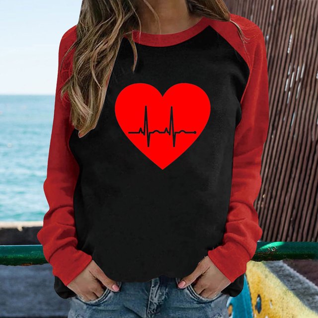 Nouveau Femmes Tops 2023 Printemps Patchwork Lettre Imprimé Manches Longues Col Rond T-Shirt Décontracté Tops Grande Taille à Manches Longues for Women