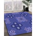 thumbnail image 3 of Ahgly Company Machine Washable Indoor Round Transitional Light Slate Blue Area Rugs, 3' Round, 3 of 7