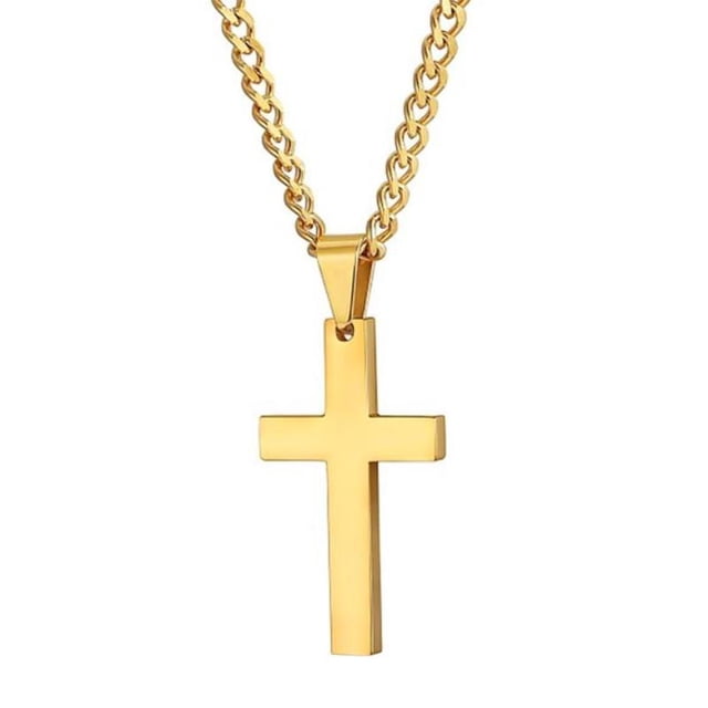Collier Chaîne Pendentif Croix Simple Simple Bijoux Homme Noir/or/argent X8E4