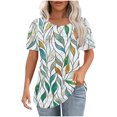 thumbnail image 1 of Pisexur Hauts pour Femmes, Hauts de Sortie pour Femmes, Hauts d'Entraînement pour Femmes, T-shirt à Manches Courtes Imprimé Mode Quotidienne Col Rond Vert,G, 1 of 6