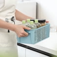 thumbnail image 4 of White Plastic Storage Basket 28x13x11.5cm Rectangular Organizer Bin with Handles Stackable Ventilated, 4 of 6