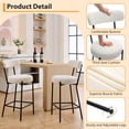 thumbnail image 4 of BeesClover Boucle Bar Stools Set of 2, 26 Inch Boucle Barstool Chairs with Back, Modern Metal Tall Bar Stools, Upholstered Counter Height Bar Chairs for Kitchen & Kitchen Island, 4 of 8