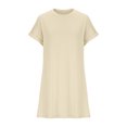 thumbnail image 4 of Timegard Robe T-Shirt Femme à Manches Courtes Col Ras du Cou Robe Basique de Couleur Unie Robe Décontractée Confortable avec Poches, 4 of 6
