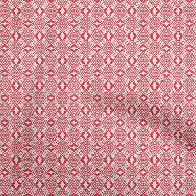oneOone Tissu en Rayonne Rouge Géométrique pour Robe Tissu Imprimé au Mètre 56 Pouces de Large