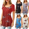 thumbnail image 4 of QJUHUNG T-Shirts Amples à Manches Courtes pour Femmes Blouse Décontractée d'Été pour Dames, 4 of 5