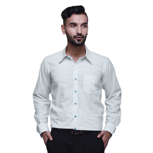 BESTMAN Long Sleeve Formal Shirt For Men Printed Button Down Cotton Men Shirts