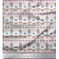 thumbnail image 1 of Soimoi Poly Georgette Fabric Leaves & Floral Block Print Sewing Fabric Yard 52 Inch Wide, 1 of 3