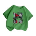thumbnail image 3 of LUOGENLI T-Shirt pour Filles Enfant Filles Mignon Imprimé Graphique Col Rond Manche Courte Tee Été Décontracté T-Shirt Maxi Hauts Ensemble Volant Vert 8-9 Ans, 3 of 5