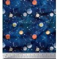 thumbnail image 1 of Soimoi Crepe Silk Fabric Planet Galaxy Decor Fabric Printed Yard 42 Inch Wide, 1 of 3