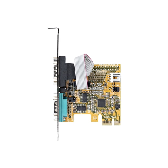 StarTech.com 2-Port PCI Express Serial Card, Dual Port PCIe to RS232 (DB9) Serial Interface Card, 16C1050 UART, Standard or Low Profile Brackets, COM Retention, For Windows & Linux 21050-PC-SERIAL-CARD) - Adaptateur Série - PCIe 2.0 Profil Bas - RS-232 x 2 - Jaune