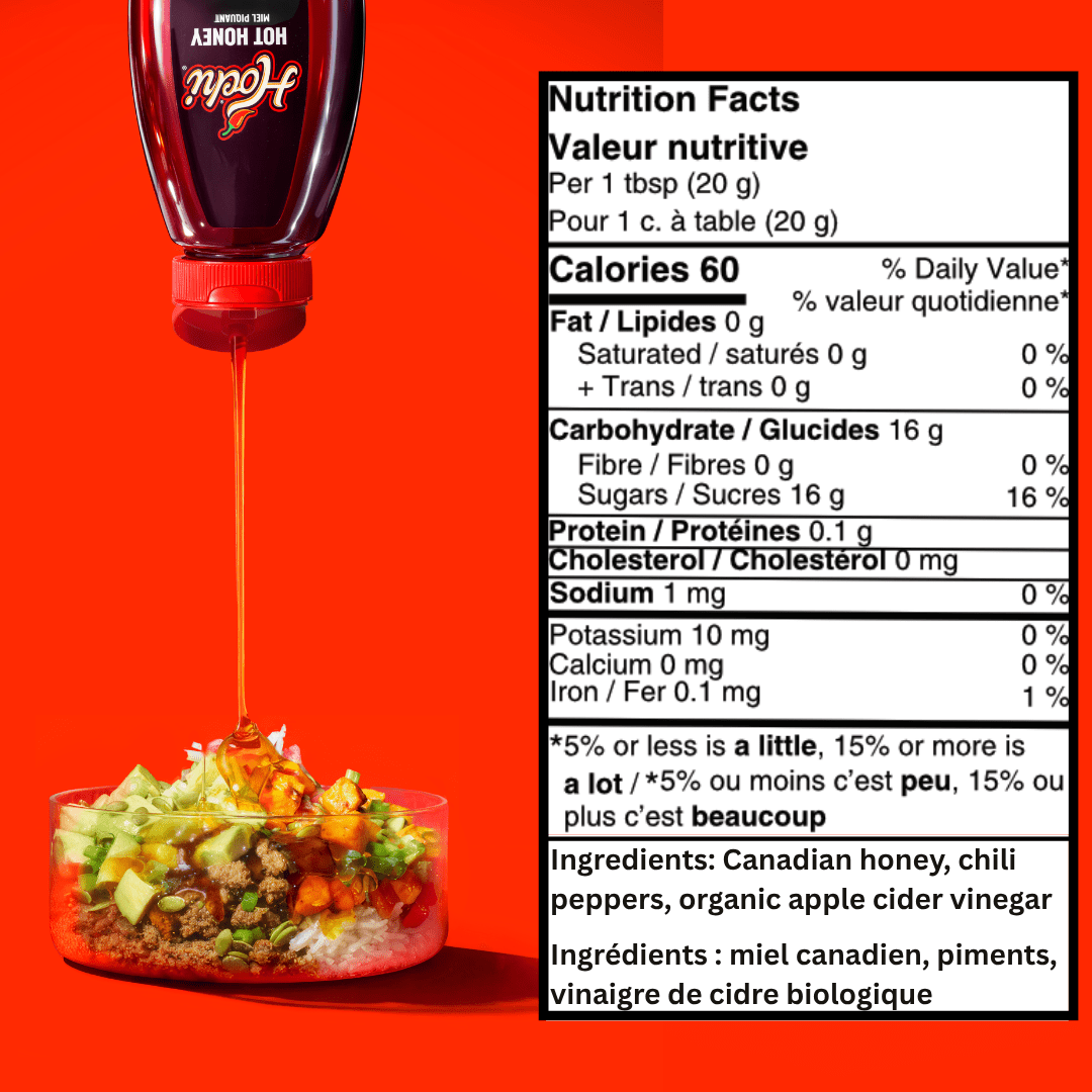 Hochi Hot Honey Squeeze Bottle, Chili-Infused Canadian Honey, 265 g
