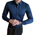 thumbnail image 1 of Men Business Shirt Button Placket Long Sleeve Lapel Solid Color Single-breasted Warm Soft Cardigan Plus Size Spring Shirt Men Clothes, 1 of 8