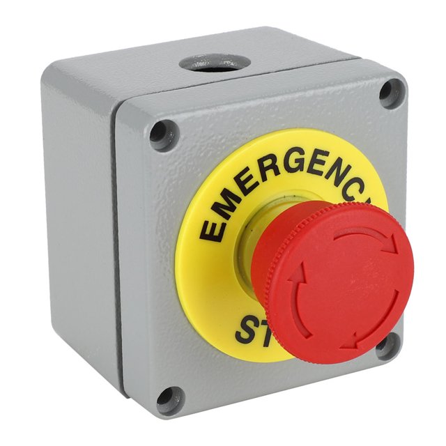 Boîte à Boutons Interrupteur, 1 Bouton Panneau Rouge Commande d'Arrêt d'Urgence Boîte IP66 Étanche à la Poussière, 1 Bouton d'Arrêt d'Urgence, Normalement Fermé