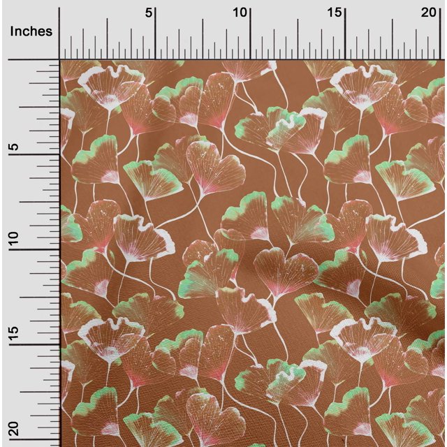 oneOone Silk Tabby Rust Brown Fabric Flower Watercolor Craft Projects Decor Fabric Printed By The Yard 42 Inch Wide