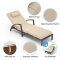 thumbnail image 4 of Set of 2 Outdoor Rattan Chaise Lounge Chairs, 5-Position Adjustable Recliners with Cushions & Wheels – All-Weather Patio Loungers for Backyard, Poolside – Peacock Blue / Red / Brown+Off-White, 4 of 8