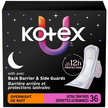 Kotex Ultra Thin Overnight Pads With Wings, Overnight Absorbency, 36 Count