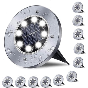 Lumières solaires au sol, 12 Boîtes 8 LED Solar Garden Lampe imperméable à l'eau en plein air éclairage de paysage pour Patio Pathway Lawn Yard Deck Driveway Walkway White