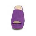 thumbnail image 2 of BLISSFUL STEP Women's Chunky Heels Platform Open Toe Slides Sandals Purple 9, 2 of 8