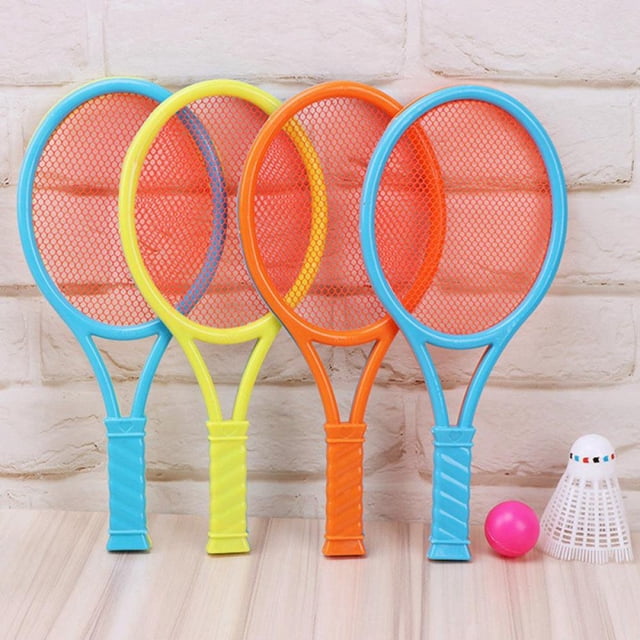 Kids Tennis Racket Plastic Tennis Racquet with 2 Table Tennis 2 Badminton Ball 4 Shuttlecocks Racket Children Outdoor Toy for Toddlers Age 3-6