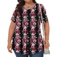 thumbnail image 4 of DDAPJ pyju Hauts Boho pour Femmes Grande Taille T-Shirts Graphiques Floraux Col Rond Manches Courtes Blouse d'Été Décontractée Tunique Coupe Ample Cache-Ventre Chemise Ventes du Jour Rouge TTG, 4 of 9