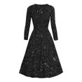 thumbnail image 3 of Offre à Durée Limitée Iumwxz Robe à Col en V à Manches Longues pour Femmes Tunique Robe de Performance Robe à Imprimé Brillant Robes Longues pour Femmes Robe Ample et Fluide pour la Rue, 3 of 3