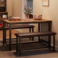 thumbnail image 3 of BeesClover Dining Table with 2 Benches, Dining Room Table Set for 4, Kitchen Table with 2 Upholstered Benches Rectangular Space Saving for Apartment, Dining Room, Kitchen, 44.5 Inches Large, 3 of 7